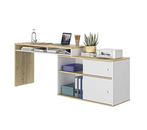 Bureau modulable MODULA imitation chêne et blanc Bureau Secrétaire BUT