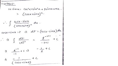 Integrate Int Cosx Sinx1 Sin2xdx