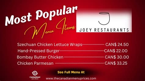 Joey Menu Prices In Canada 2025