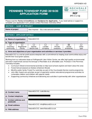 Fillable Online Democracy Rochdale Gov Pennines Township Funds 2021 22