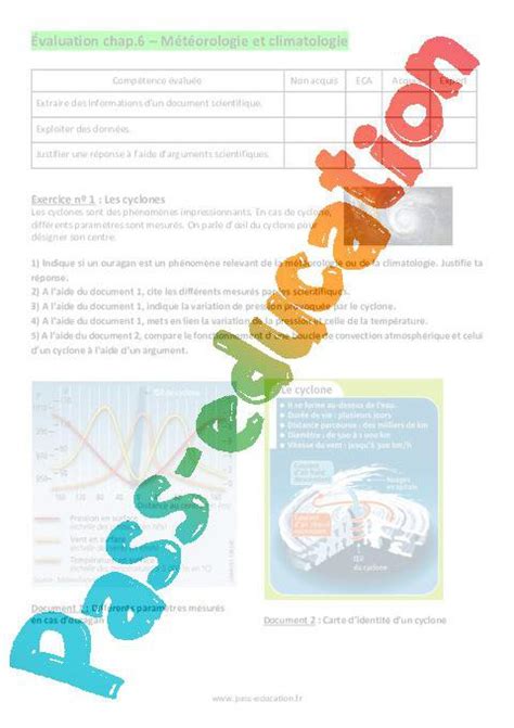 M T Orologie Et Climatologie Me Evaluation Avec Les Corrig S