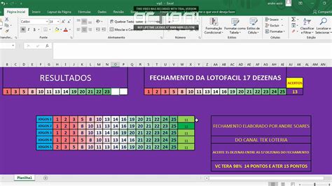 GRÁTIS Planilha Lotofácil 17 dezenas em 5 jogos YouTube