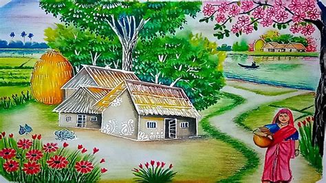 How To Draw Scenery Of Ruposhi Bangla Landscape Youtube