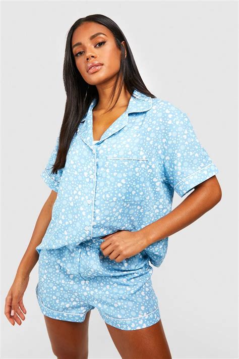 Heart Print Short Pyjama Set Boohoo Uk