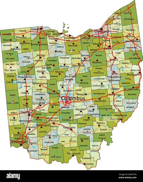 Highly Detailed Editable Political Map With Separated Layers Ohio