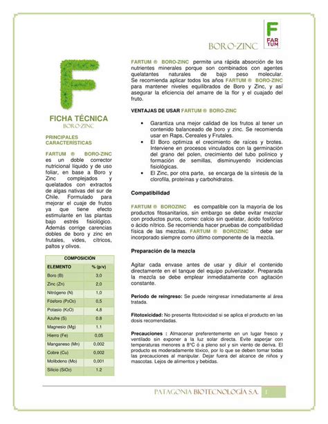 PDF FICHA T CNICA BoroZinc Greenfarming Pegreenfarming Pe Wp