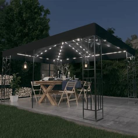 ZERODIS Tonnelle avec double toit et lumières LED 3x4 m Anthracite