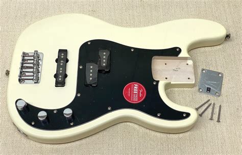 Tiny Crack Genuine Fender Squier Pj P Bass Loaded Body Olympic White Guitar Ebay