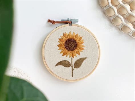 Sunflower Embroidery Pattern Pdf Pattern Beginner Embroidery Etsy