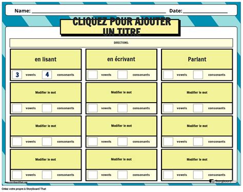 Feuille De Travail Sur Le Comptage Des Voyelles Et Des Consonnes