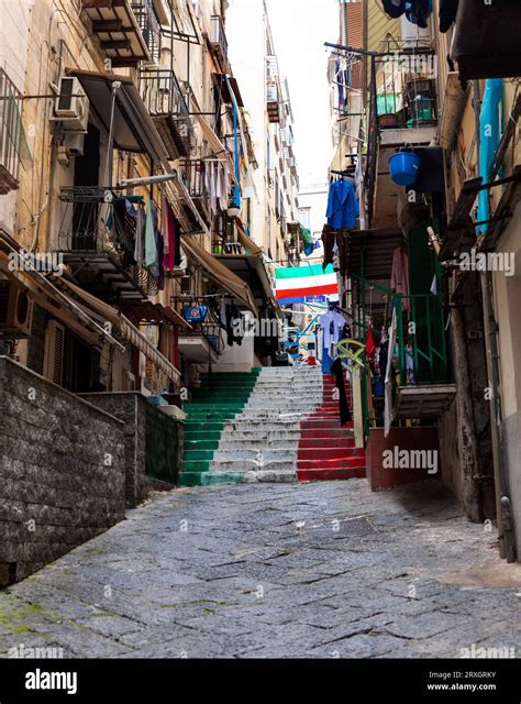 The Spanish Quarters Staircase In Naples Painted In Green White And