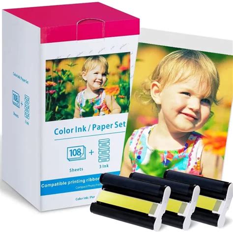 Kp 108in Compatible For Canon Color Ink And Paper Set 4 X 6 Or Rp 108 For Selphy Cp1300 Cp1000