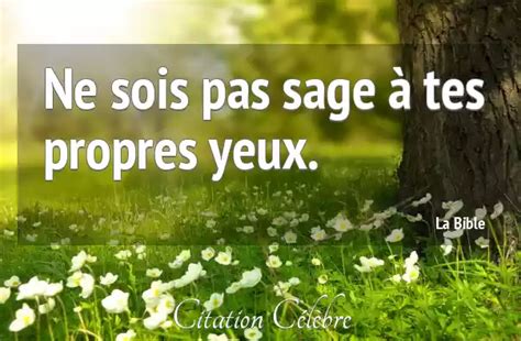 Citation La Bible Yeux Ne Sois Pas Sage Tes Propres Yeux