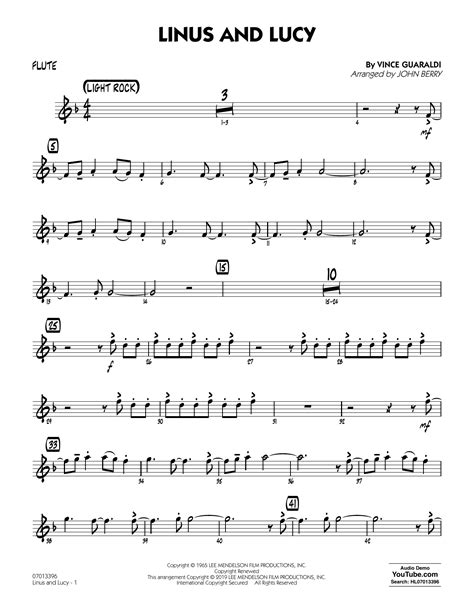 Linus And Lucy Arr John Berry Flute By Vince Guaraldi Sheet Music For Jazz Ensemble At