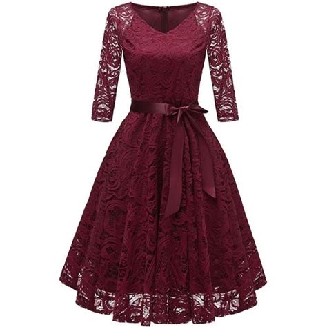 Robe en Dentelle Soirée Cocktail Bal High Low Jupe Asymétrique