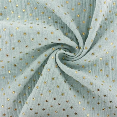 Tissu Double Gaze De Coton Toile Dor E Vert Opaline Mpm