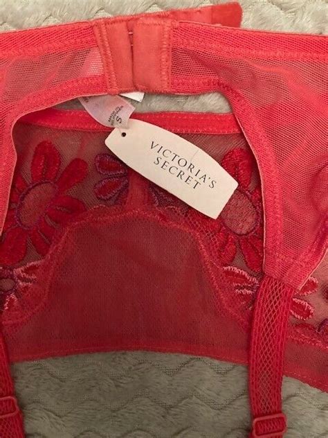 Victorias Secret Red Floral Lace Suspender Belt Size S Ebay