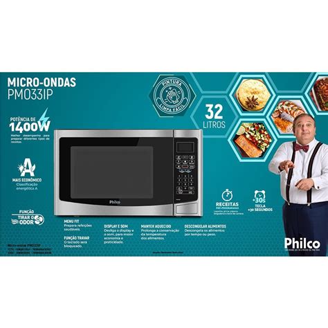 Micro Ondas Philco Litros Inox E Preto Pmo Ip Volts