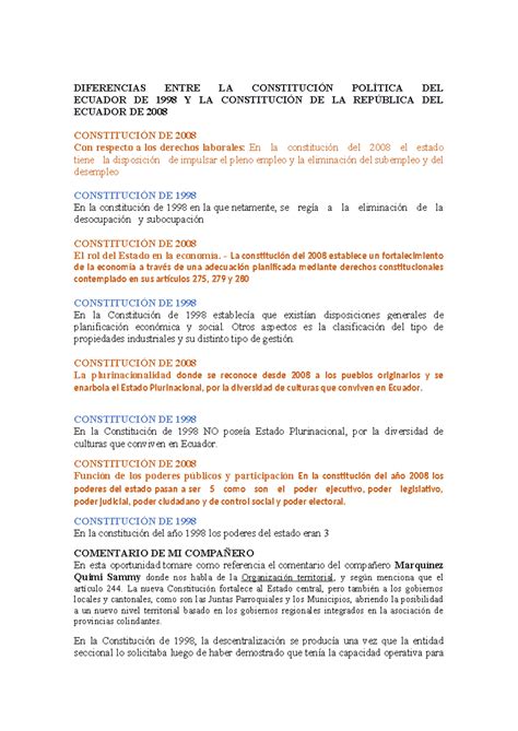 Foro Diferencias De La Constituci N De Vs Diferencias Entre