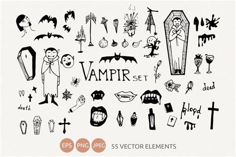 Halloween Vampire Clipart Vector Vampire Doodles 2203181