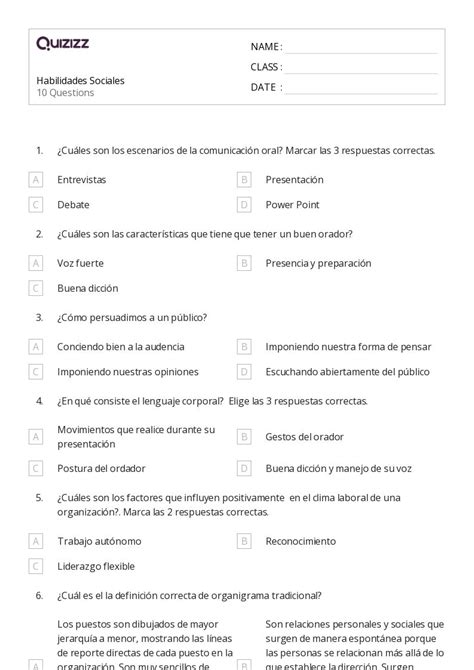 Mais De Planilhas Habilidades Sociais No Quizizz Gratuito E Imprim Vel
