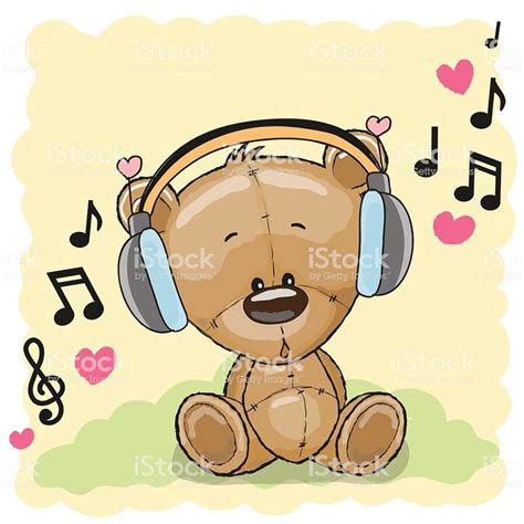 Cute cartoon Teddy Bear with headphones | Cute cartoon, Cute cartoon pictures, Cute drawings