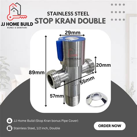 Jual Stop Kran Double Stainless Steel Stop Kran T Stop Keran Cabang