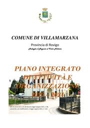 Piano Integrato Di Attivit E Organizzazione Del Comune Di Villamarzana