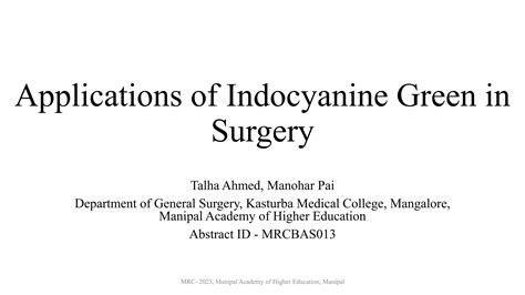 Applications Of Indocyanine Green In Surgery Pdf