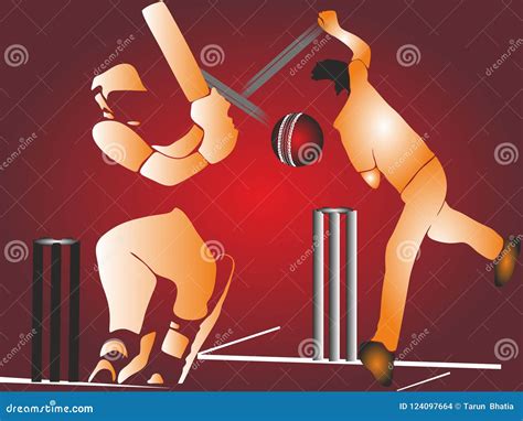 Batsman And Bowler Playing Cricket Championship Sports Vector