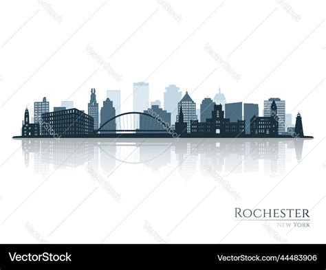 Rochester Skyline Silhouette With Reflection Vector Image