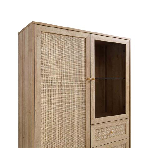 Frances Woven Rattan Display Cabinet Natural Daals