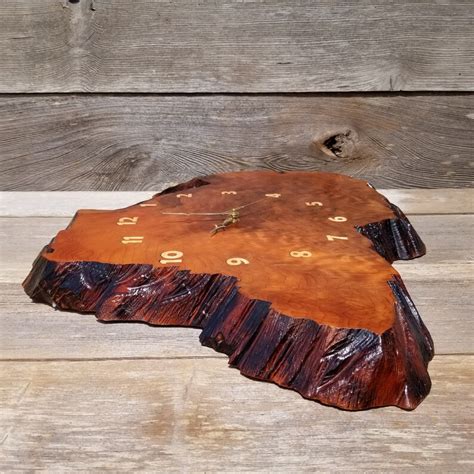 Wood Wall Clock Redwood Burl Slab Wedding Gift Anniversary Etsy