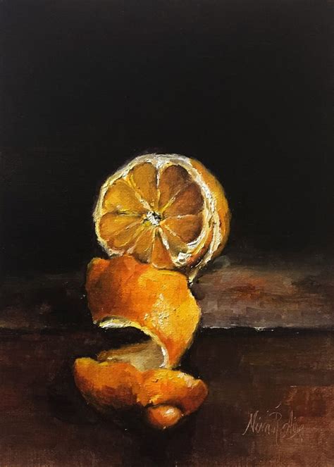 Peeled Lemon Original Oil Painting By Nina R Aide Fine Art Fruit Small