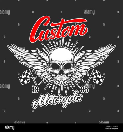 Custom Motorräder Plakat Vorlage mit Winged Skull Design Element für