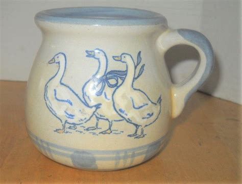 Pot Belly Coffee Mug Gaggle Of Geese Louisville Stoneware Etsy Mugs