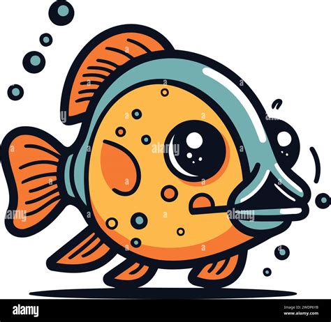 Cartoon Cute Fish Vector Illustration Isolated On White Background