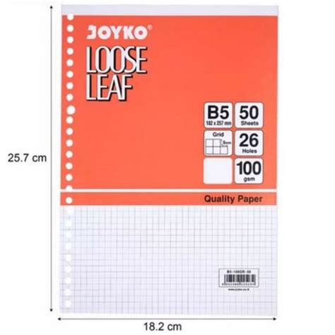 Joyko Loose Leaf B Kotak B Gr Isi Kertas File Binder Grid Gsm