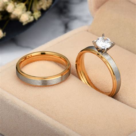 Engravable Frosted Matching Couples Promise Rings In Titanium