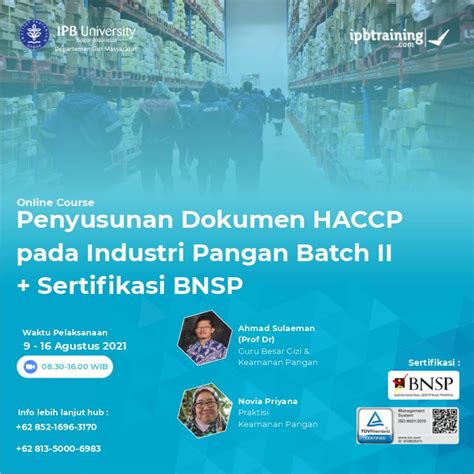 Ipb Training Online Course Penyusunan Dokumen Haccp Pada Industri