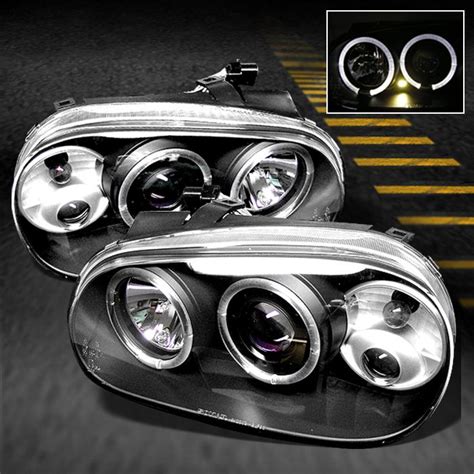 Buy 99 05 VW GOLF GTI JDM BLACK DUAL HALO PROJECTOR HEADLIGHTS LAMPS