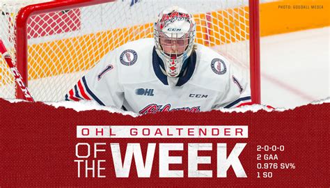 Generals Patrick Leaver Named Ohl Goaltender Of The Week Oshawa Generals