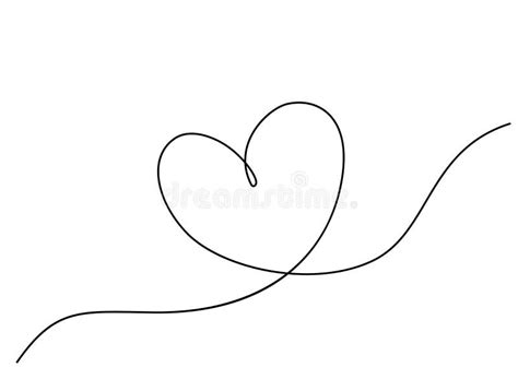 Continuous Heart Vector Illustration One Line Art Love Symbol Stock