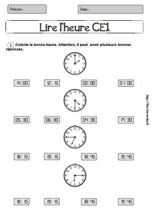 Dossier Lecture de l heure CP CE1 CE2 Fée des écoles