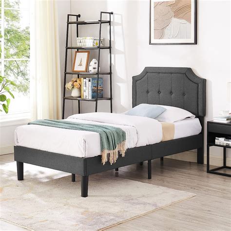 Vecelo Full Size Upholstered Platform Bed Frame With Adjustable Fabric