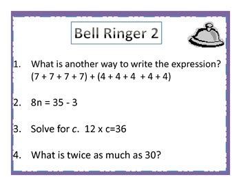 4th Grade Common Core Math Bell Ringers by Resource Girl | TpT