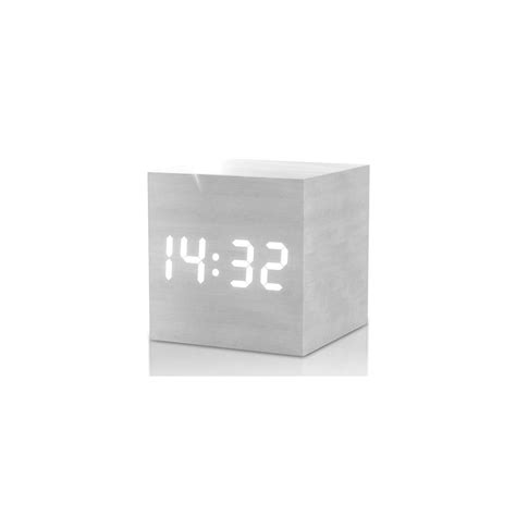 White Wood Cube Alarm Clock Minimal Sleek Design Clock Cash Back - RebateKey