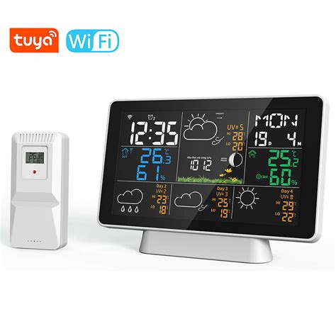 Tuya Wifi Wireless Weather Station Alarm Clock With 7 5 Inch Disp