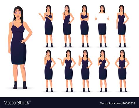 Business Woman Character Set With Various Poses Vector Image