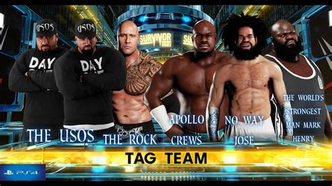 Wwe 2k18 Team The Usos Vs Team Apollo Crews 6 Man Elimination Tag Team Match Ps4 Youtube